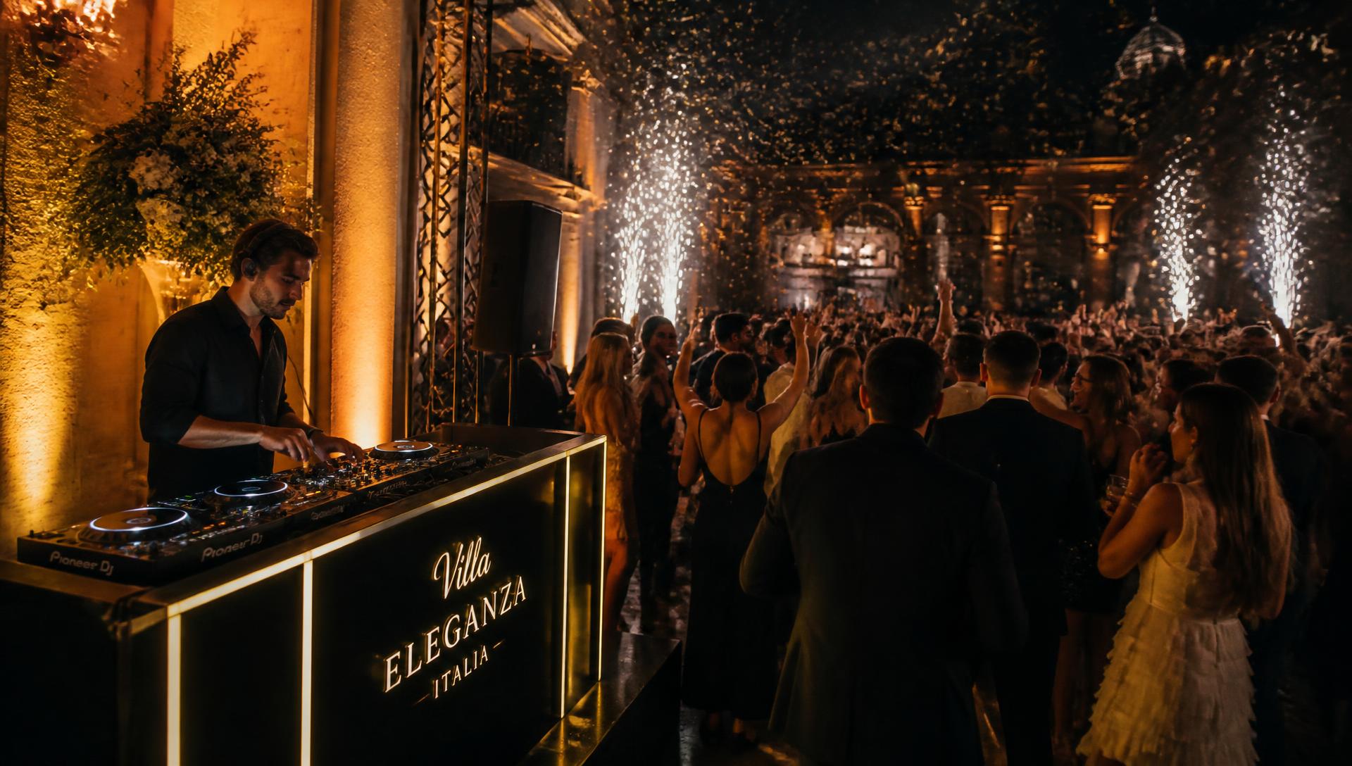 Festa serale con dj e fontane di scintille organizzata da Off Limits Eventi